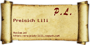 Preisich Lili névjegykártya